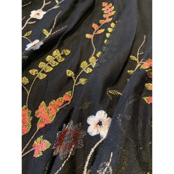 INC XL Sheer Floral Embroidered Shark Hem  Whimsigoth Midi Skirt Grunge - Picture 9 of 9